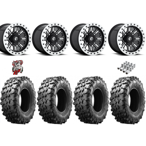 Maxxis Carnivore 33x10-15 Tires on Fuel Hardline Gloss Black Milled Beadlock Wheels