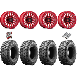 Maxxis Carnivore 33x10-15 Tires on Fuel Rincon Candy Red Beadlock Wheels