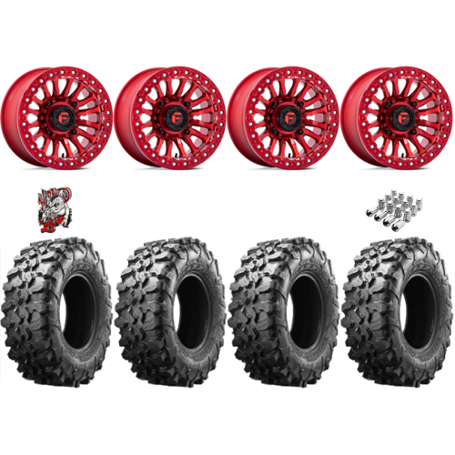 Maxxis Carnivore 33x10-15 Tires on Fuel Rincon Candy Red Beadlock Wheels