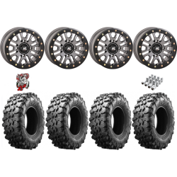 Maxxis Carnivore 28x10-14 Tires on HL23 Gunmetal Grey Beadlock Wheels