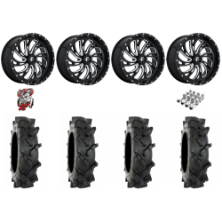 System 3 MT410 35x9-22 Tires on Fuel Kompressor Gloss Black Milled Wheels