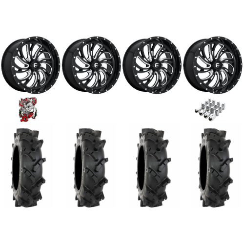 System 3 MT410 35x9-22 Tires on Fuel Kompressor Gloss Black Milled Wheels