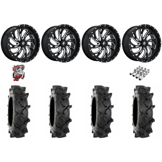 System 3 MT410 40-9-24 Tires on Fuel Kompressor Gloss Black Milled Wheels