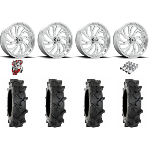 System 3 MT410 35x9-22 Tires on Fuel Kompressor Polished Wheels