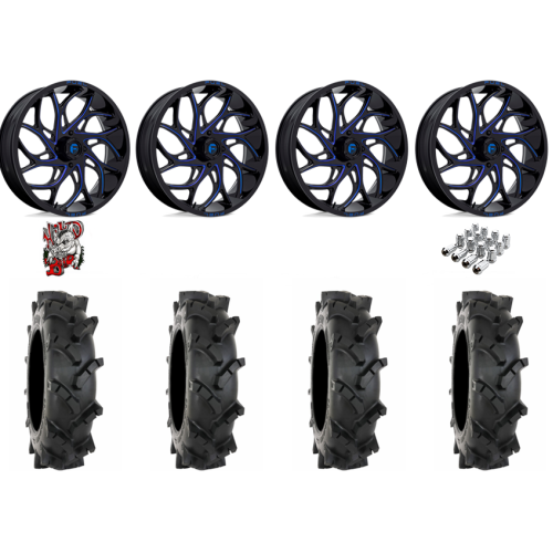 System 3 MT410 35x9-20 Tires on Fuel Runner Candy Blue Wheels