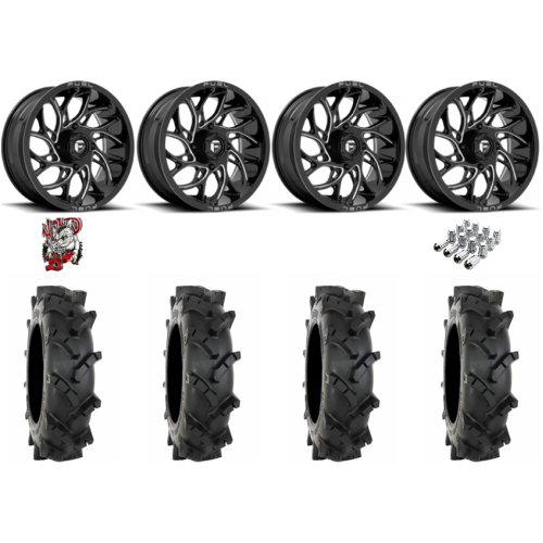 System 3 MT410 35x9-22 Tires on Fuel Runner Gloss Black Milled Wheels