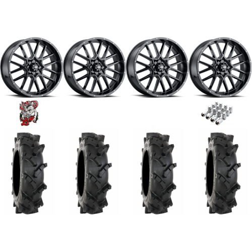 System 3 MT410 35x9-20 Tires on ITP Hurricane Gloss Black Wheels