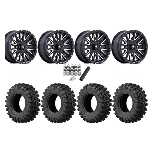 EFX MotoRavage XL 30x10-16 Tires on MSA M49 Creed Matte Black & Machined Wheels