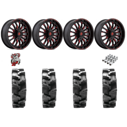 Quadboss QBT680 33x9.5-18 Tires on Fuel Arc Gloss Black Milled Red Wheels