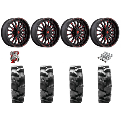 Quadboss QBT680 33x9.5-18 Tires on Fuel Arc Gloss Black Milled Red Wheels