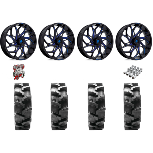 Quadboss QBT680 33x9.5-18 Tires on Fuel Runner Candy Blue Wheels