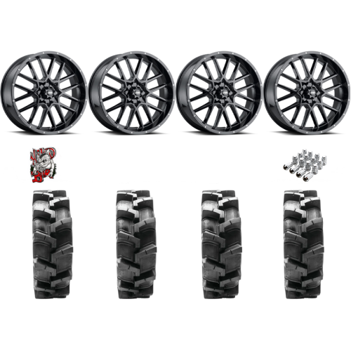 Quadboss QBT680 35x9.5-18 Tires on ITP Hurricane Gloss Black Wheels