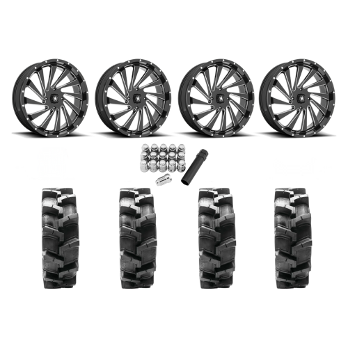 Quadboss QBT680 38x9.5-24 Tires on MSA M46 Blade Milled Wheels