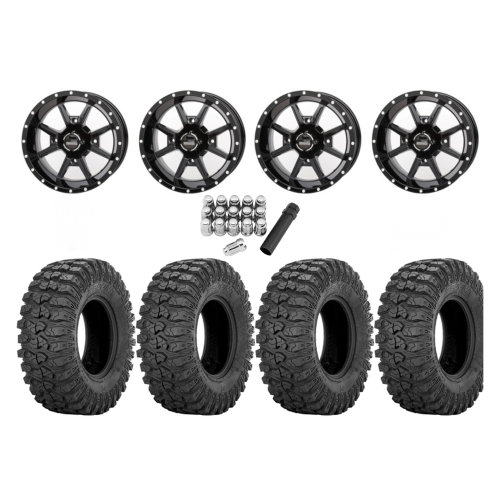 Sedona Rock-A-Billy 28x10-14 Tires on Frontline 556 Gloss Black Wheels