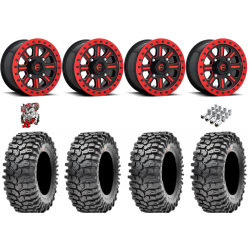 Maxxis Roxxzilla ML7 (Competition Compound) 32x10-15 Tires on Fuel Hardline Gloss Black with Candy Red Beadlock Wheels