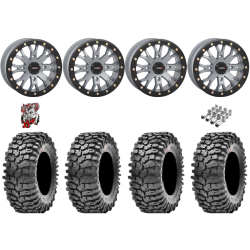 Maxxis Roxxzilla ML7 (Competition Compound) 32x10-14 Tires on SB-4 Grey Beadlock Wheels