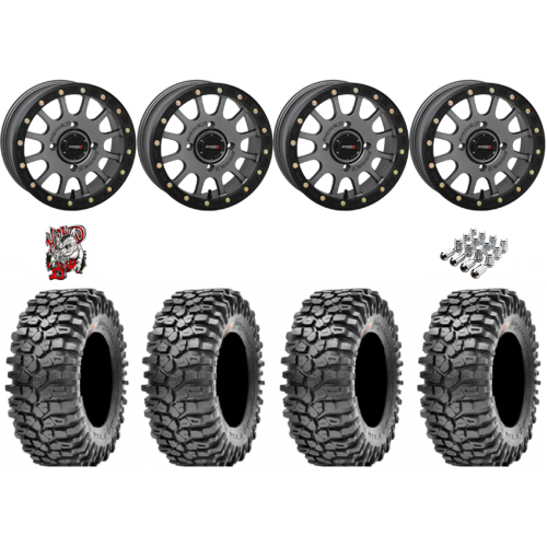 Maxxis Roxxzilla ML7 (Competition Compound) 35x10-15 Tires on SB-5 Gunmetal Beadlock Wheels