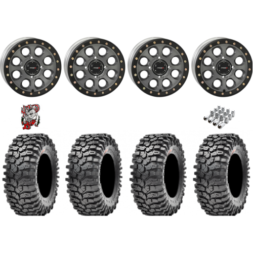 Maxxis Roxxzilla ML7 (Competition Compound) 32x10-15 Tires on SB-7 Matte Titanium Beadlock Wheels