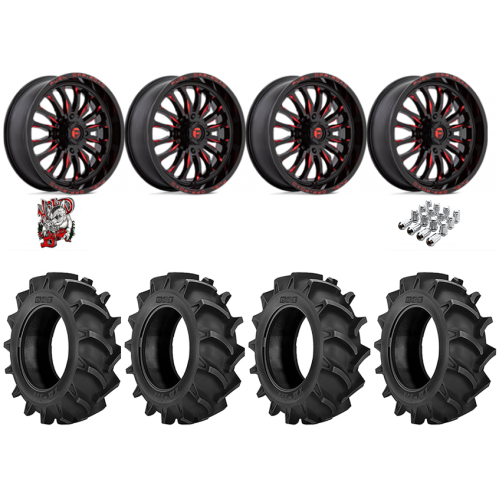 BKT TR 171 37x9.5-20 Tires on Fuel Arc Gloss Black Milled Red Wheels