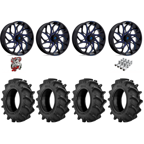 BKT TR 171 40x8.3-24 Tires on Fuel Runner Candy Blue Wheels