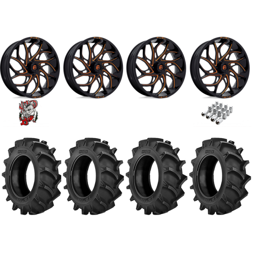 BKT TR 171 40x8.3-24 Tires on Fuel Runner Candy Orange Wheels