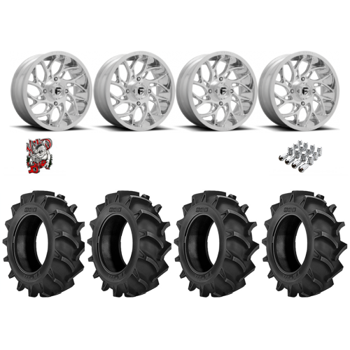 BKT TR 171 40x11.2-20 Tires on Fuel Runner Polished Wheels