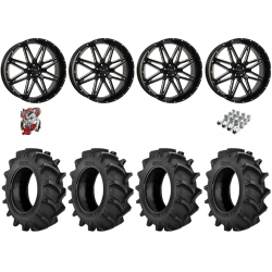 BKT TR 171 46x12.4-24 Tires on ST-7 Black and Milled Wheels