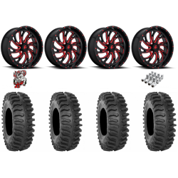 System 3 XT400 35x9.5-20 Tires on Fuel Kompressor Gloss Black with Red Tint Wheels