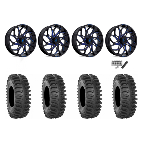 System 3 XT400 40x9.5-24 Tires on Fuel Runner Candy Blue Wheels