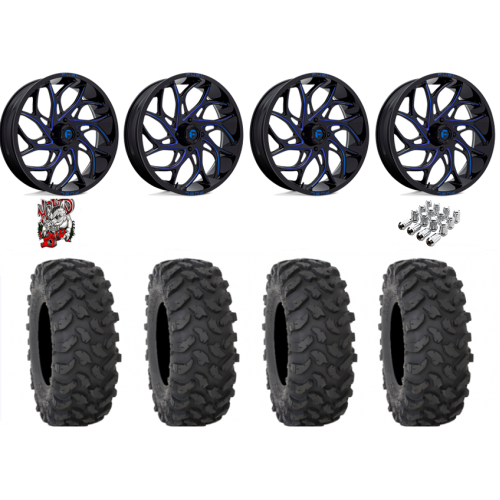 System 3 XTR370 35x10-18 Tires on Fuel Runner Candy Blue Wheels