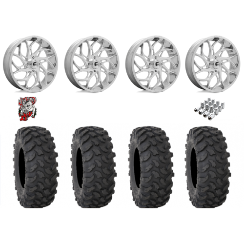 System 3 XTR370 35x10-18 Tires on Fuel Runner Polished Wheels