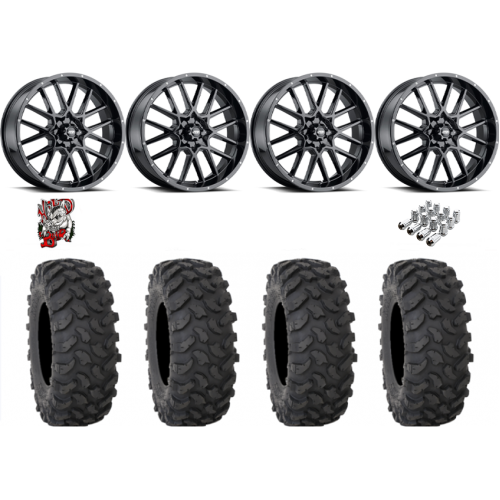 System 3 XTR370 35x10-18 Tires on ITP Hurricane Gloss Black Wheels