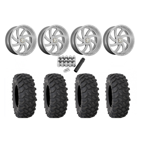 System 3 XTR370 40x10-24 Tires on MSA M36 Switch Brushed Titanium Wheels