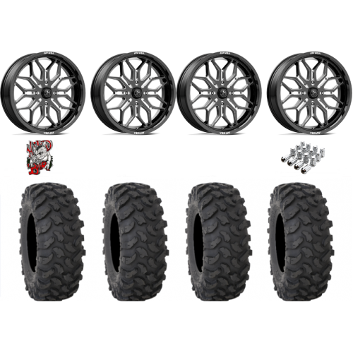 System 3 XTR370 37x10-18 Tires on MSA M47 Sniper Gloss Black Milled Wheels