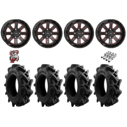 EFX Motohavok 28x8.5-14 Tires on ST-4 Gloss Black / Red Wheels