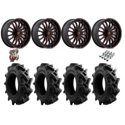 EFX Motohavok 35x8.5-22 Tires on Fuel Arc Gloss Black Milled Red Wheels