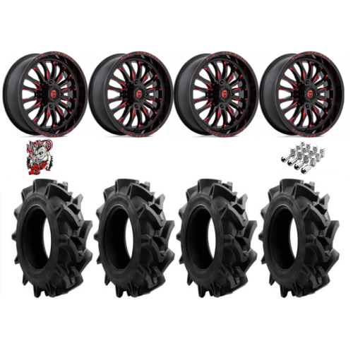 EFX Motohavok 35x8.5-22 Tires on Fuel Arc Gloss Black Milled Red Wheels