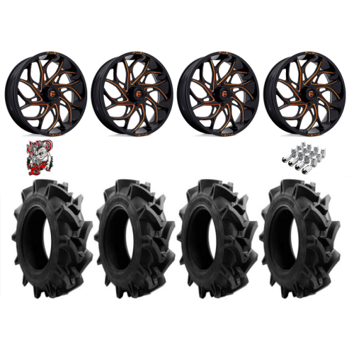 EFX Motohavok 35x8.5-22 Tires on Fuel Runner Candy Orange Wheels