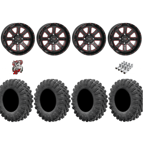 EFX Motoravage 30x10-14 Tires on ST-4 Gloss Black / Red Wheels