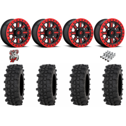 Frontline ACP 32x10-15 Tires on Fuel Hardline Gloss Black with Candy Red Beadlock Wheels