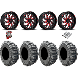 Interco Bogger 33x9.5-20 Tires on Fuel Kompressor Gloss Black w/ Red Tint Wheels