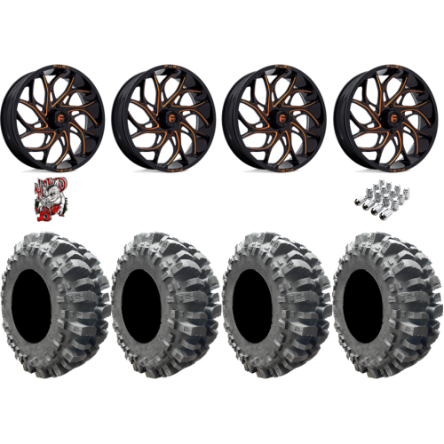 Interco Bogger 35x9.5-20 Tires on Fuel Runner Candy Orange Wheels