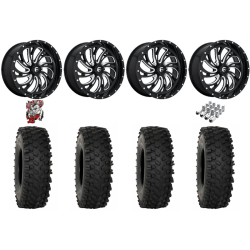 System 3 ATX470 35x10-18 Tires on Fuel Kompressor Gloss Black Milled Wheels