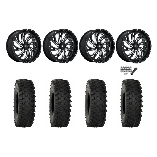 System 3 ATX470 35x10-18 Tires on Fuel Kompressor Gloss Black Milled Wheels