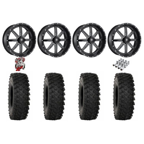 System 3 ATX470 35x10-18 Tires on Fuel Maverick Matte Black Milled Wheels