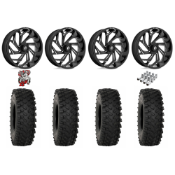 System 3 ATX470 35x10-18 Tires on Fuel Reaction Gloss Black Milled Wheels