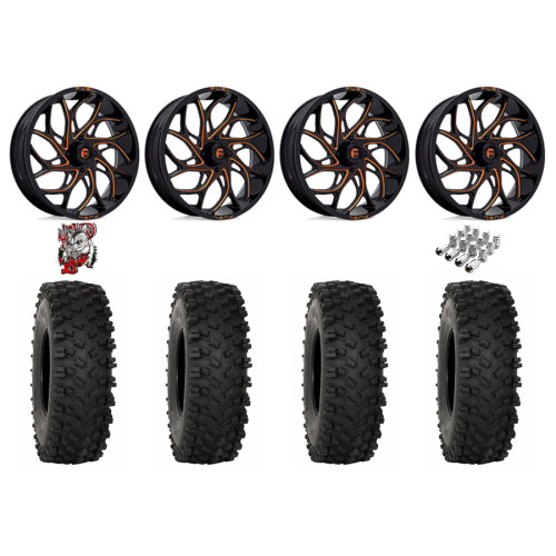 System 3 ATX470 35x10-18 Tires on Fuel Runner Candy Orange Wheels