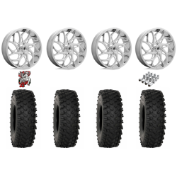 System 3 ATX470 35x10-18 Tires on Fuel Runner Polished Wheels