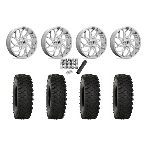 System 3 ATX470 35x10-18 Tires on Fuel Runner Polished Wheels