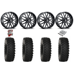 System 3 ATX470 35x10-18 Tires on ITP Hurricane Gloss Black Wheels